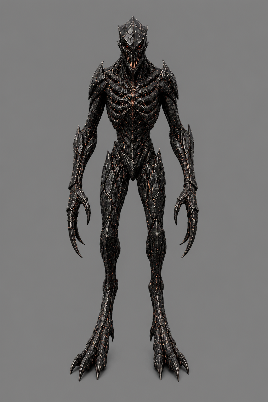 Cinder Stalker — A volcanic creature with cracked armor and ember eyes.