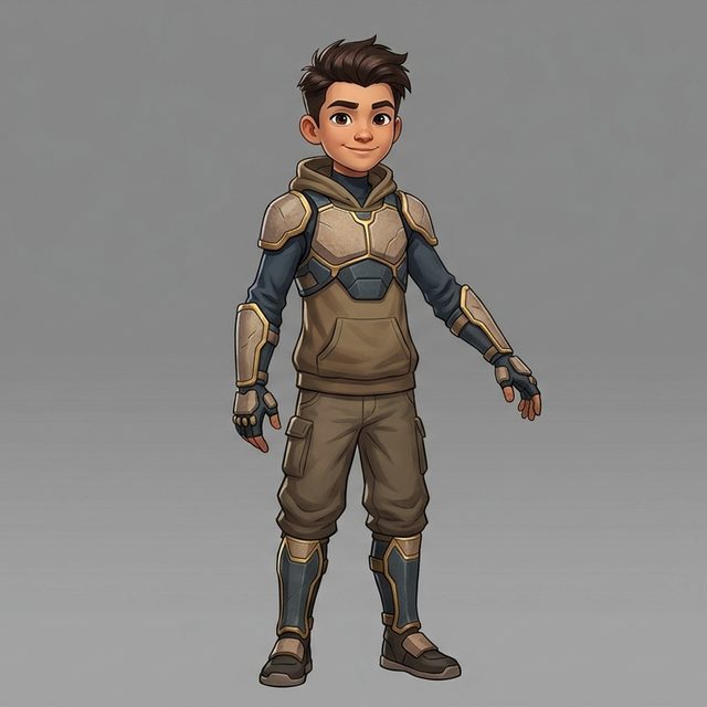 Tariq — A young protector in earth-toned armor.